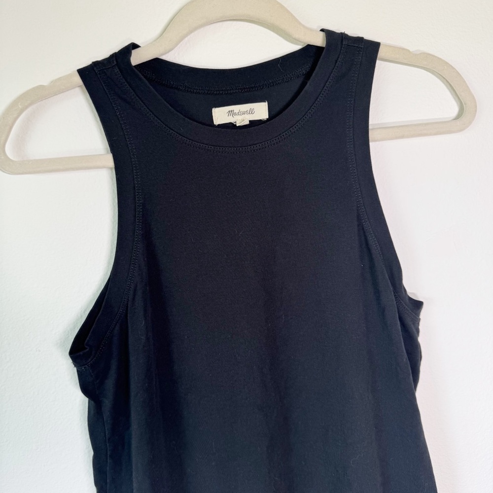 Madewell Brightside Ruffle Hem Tank‎ Mini Dress True Black XS - Picture 8 of 13